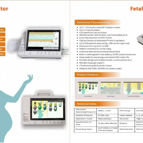 FM-6018 Baby Fetal Monitor Portable Ctg Machine