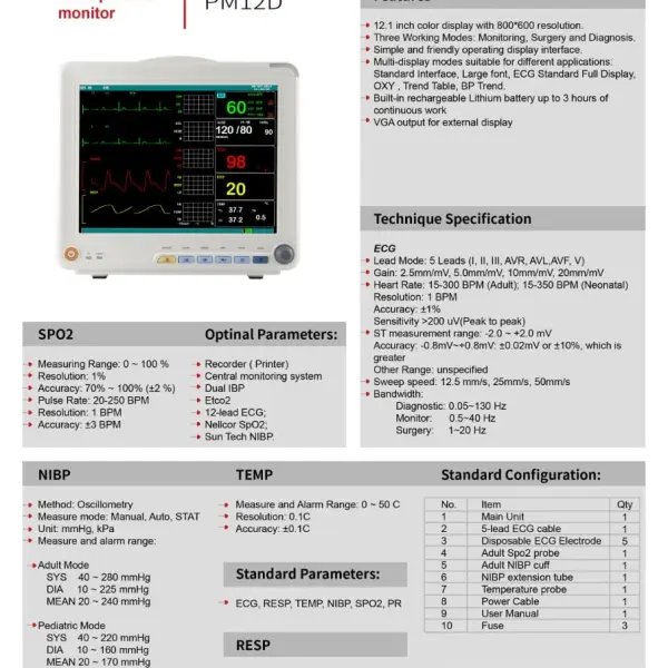 Patient Monitor PM 12D Le Medical